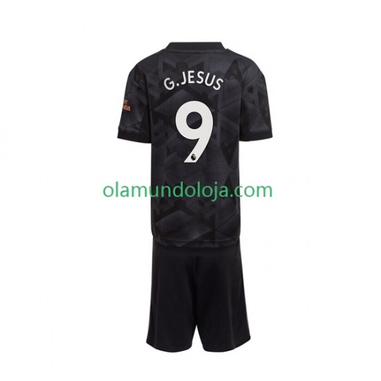 Camisola Arsenal Gabriel Jesus 9 Criança Equipamento Segundo 2022-2023 Manga Curta